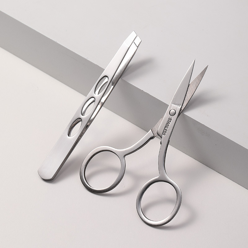 Custom Stainless Steel Slanted Eyelash Tweezers  JJF15 Private Label Lash Extension Tools Regular Tip Makeup Scissors for Eyebrow