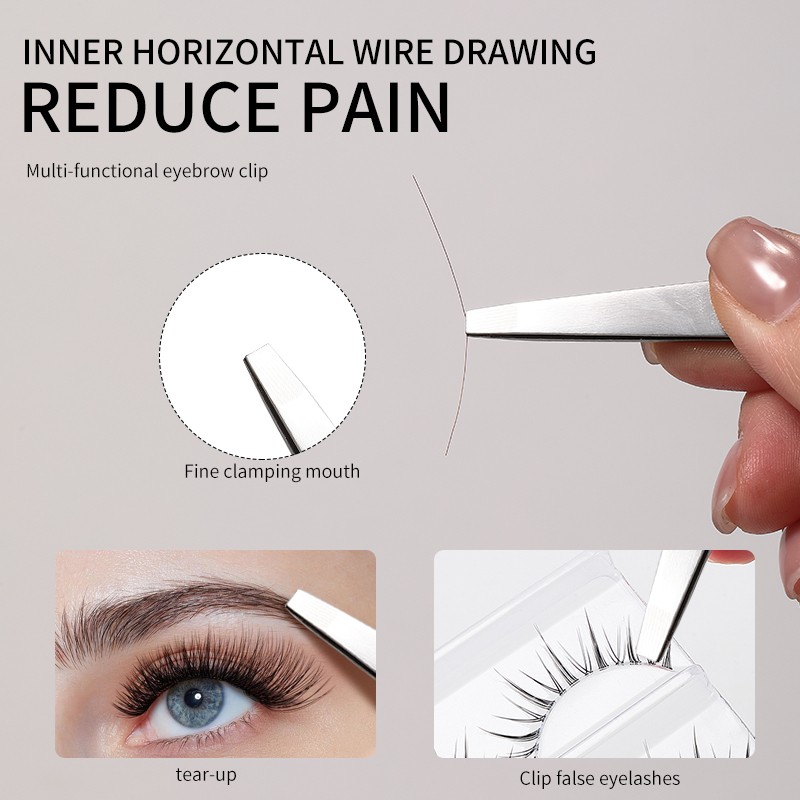 LMLTOP 2-Piece Flat Slanted Stainless Steel Eyebrow Tweezers Set JJF17 Beauty Tool for Hair Removal and Eyelash Care Model