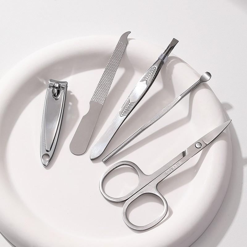LMLTOP Multi-Functional Beauty Stainless Steel Nail Clippers Kit JJF23 5pcs Manicure Tools Set with Ear Picks