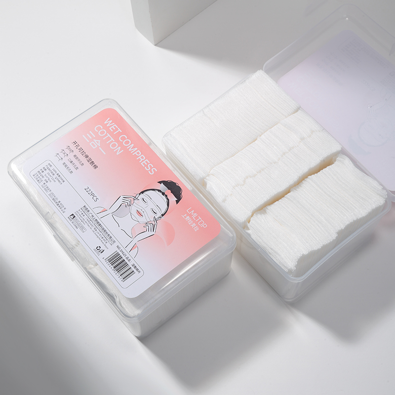 LMLTOP 222pcs Open-Hole Lyocell Wet Compress Cotton Pads Face Eye Nose Stretchable Pad SY625 for Facial Makeup Cleansing