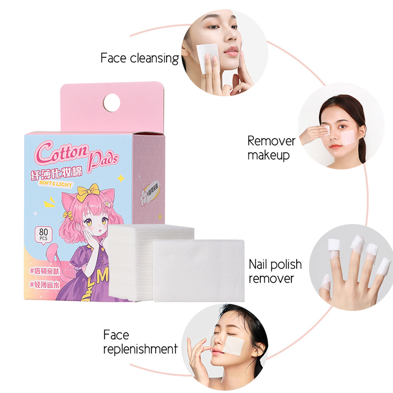 LMLTOP 80-Piece Mini Home Travel Natural Makeup Cotton SY643 Water-Saving Nail Makeup Removal Wet Compresses Pads For Skin Care