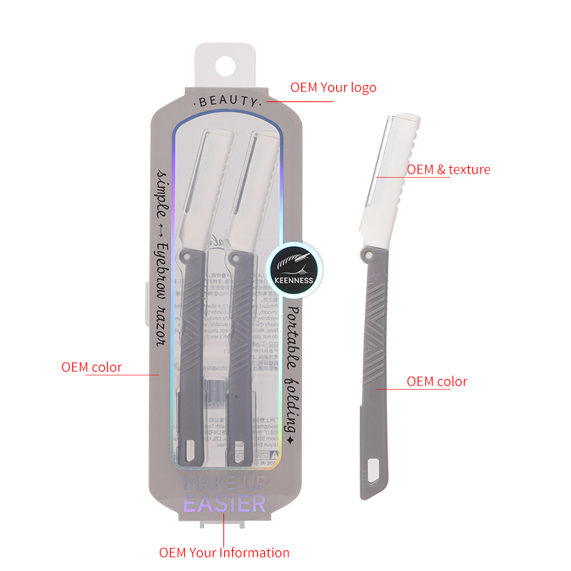 LMLTOP Folding Beauty Brow Razor Kit JJF42 2pcs Stainless Steel Eyebrow Trimmer Set Protective Net Accessories Tools for Makeup
