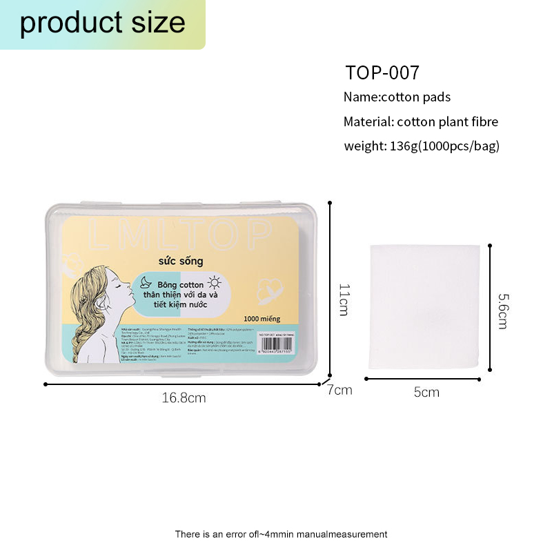Custom Thin 1000pcs 5cm water-saving wet compress makeup cotton pad TOP-007non-woven fabric makeup remover cleaning cotton pad