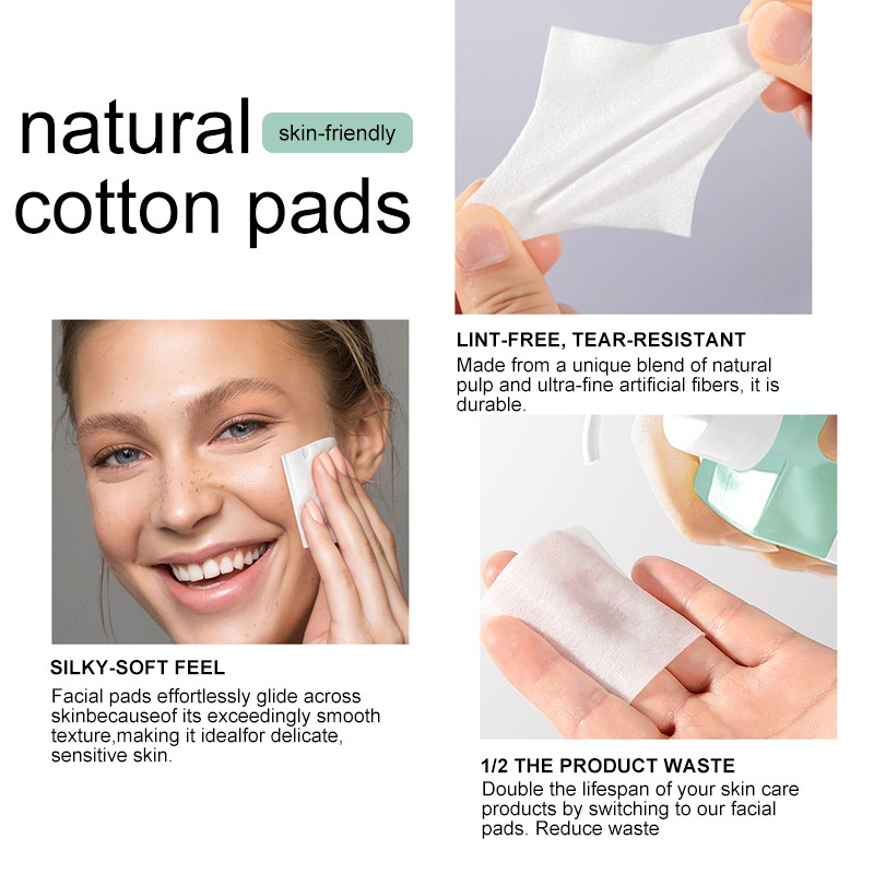 OEM Disposable Cosmetic tools Facial Square Cotton Pad Absorbent Organic Cotton Cleaning Pads Makeup Remover Pads TOP-008 For skin care