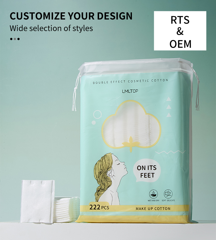 LMLTOP 3-Layer Cotton Square Pads Natural Soft Beauty Cosmetic Makeup Remover Dry Wipes Vietnamese Version Packaging TOP-165