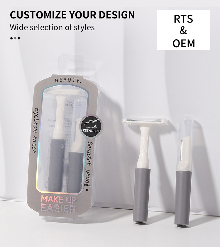 Professional Women's Eyebrow Hair Removal Trimmers Kit With Handle Custom Logo Razor for Bikini Underarm Leg Shaving JJF11