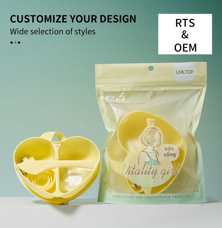 Heart Shape DIY Silicone Mask Mixing Bowl Set Facial Mask Mixing Tool with 3 in 1 Measuring Mask Bowl Brushes Stick Spatula -083