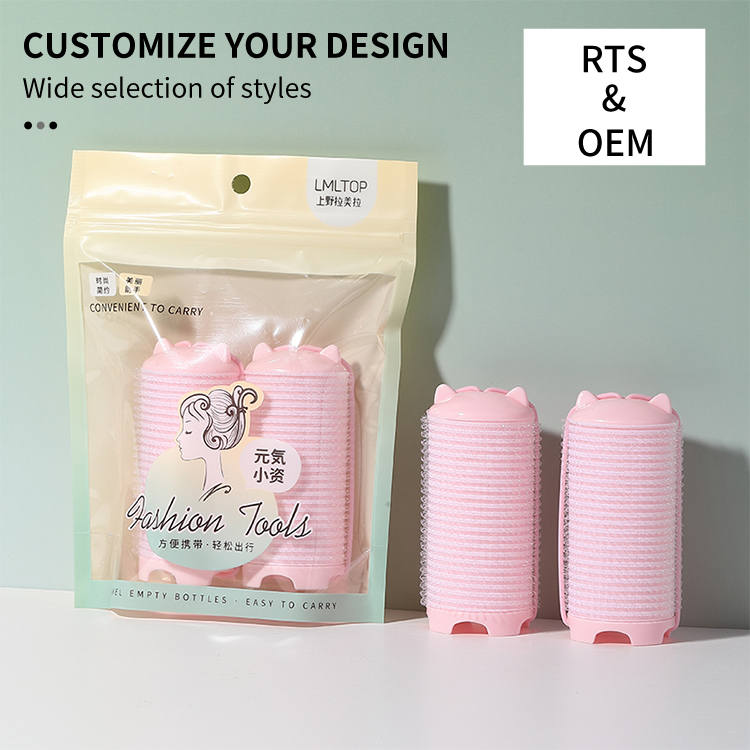 LMLTOP 2-Piece DIY Inward-Sticking self grip hair rollers Heatless Pink Hair Curlers Cute and Fun Hair Styling Tool TOP-003