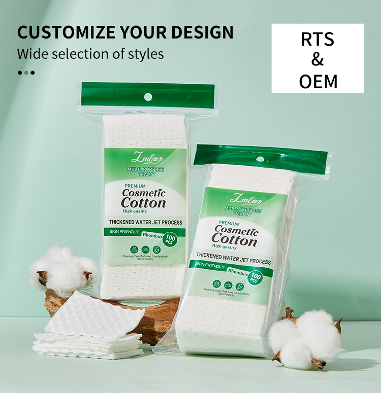 LMLTOP 100-PCS Enlarged Size Rhombus Embossed Cotton facial Pads Non-fluorescent agent Wet Compress Makeup Remover Pads SY648