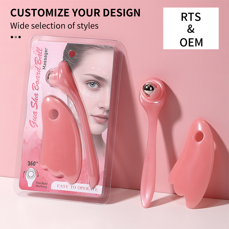 LMLTOP 2-Piece Set Gua Sha Board Ball Eye roller Massager Stainless Steel Eye Cream Auxiliary Tool SY142 Massage Stick
