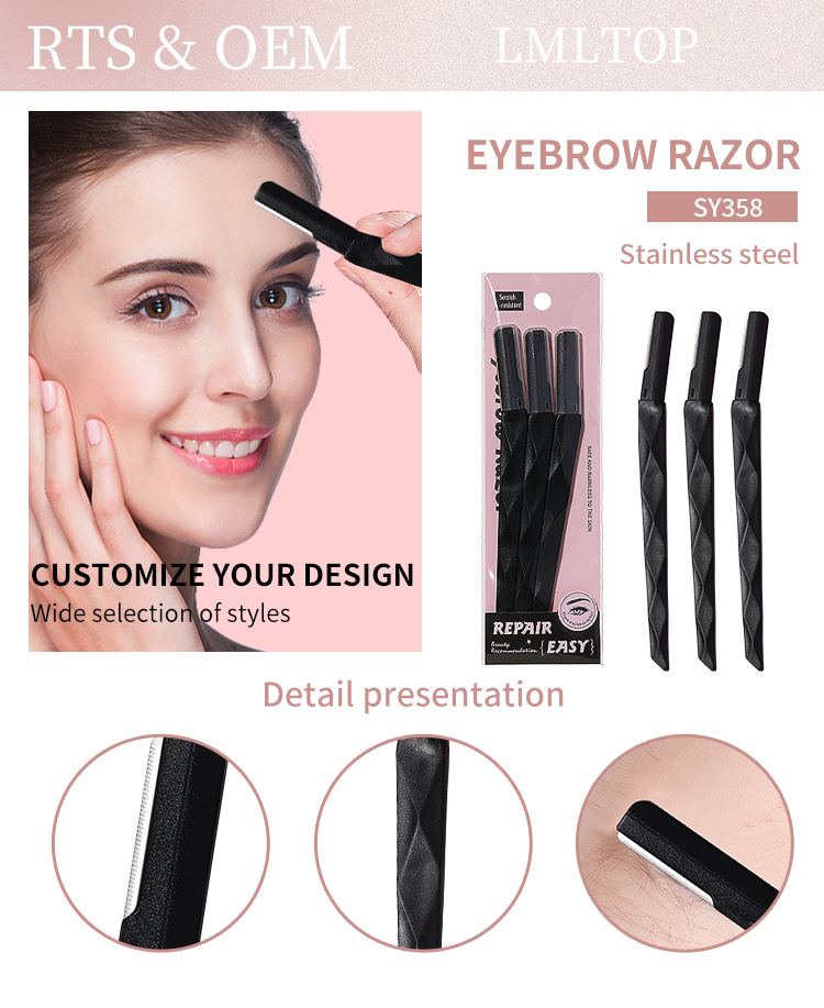 3pcs Portable Eyebrow Trimmer Set Safe Makeup Tools for Nose Ear Hair Removal Razor Shaping Knife for Face Body With Cover sy356