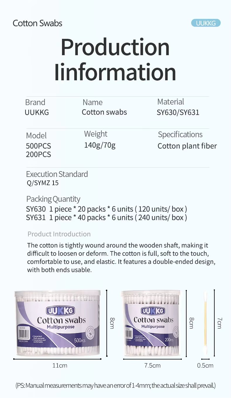 500pcs Cotton Swabs Bulk Double Head Bamboo Sticks Home Use Professional Travel Organic Makeup Removal Ear Cleaning Buds