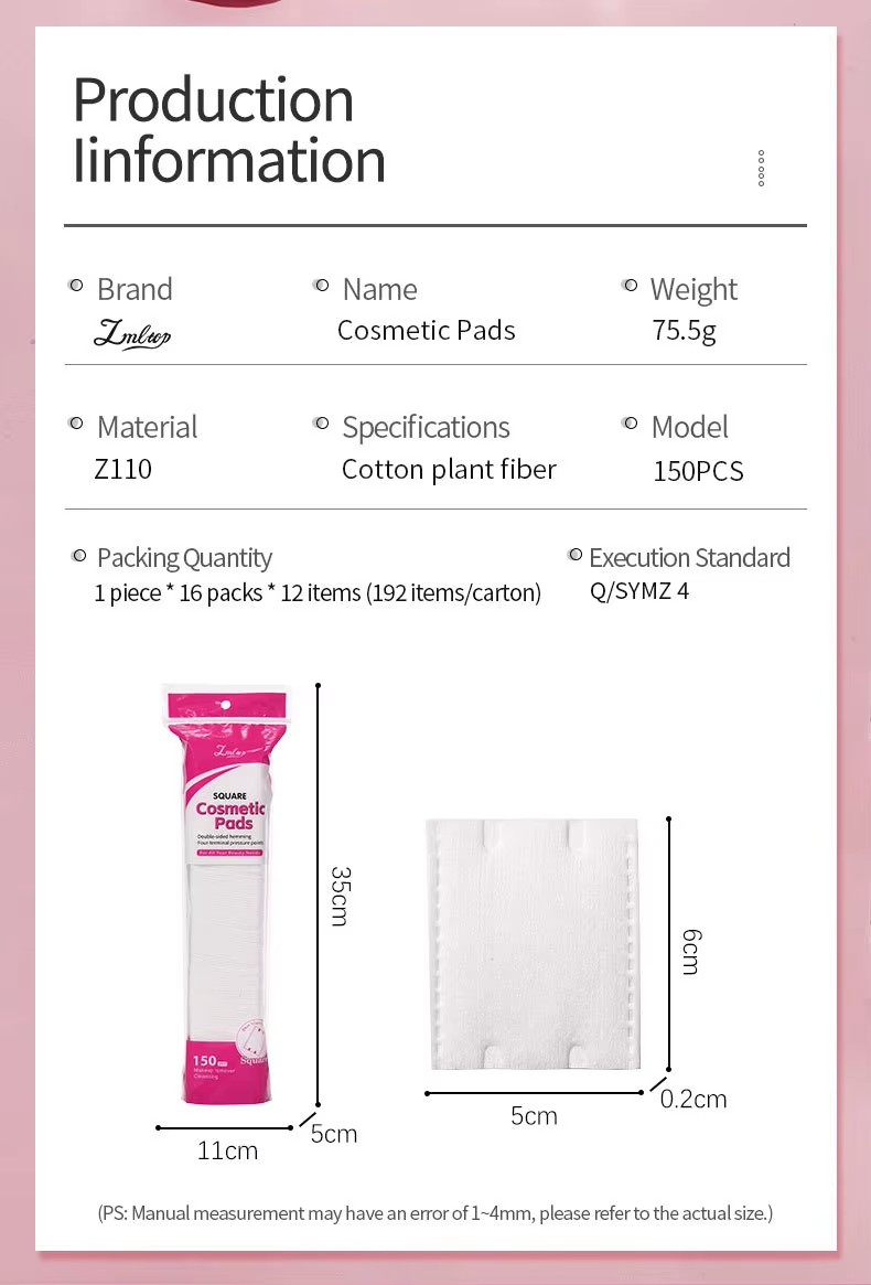 LMLTOP 2-in-1 150PCS Cotton Pads Dual Side Square Makeup Remover Soft Inside Embossed Outside Pad for Exfoliating LMLTOP 2-in-1 150PCS Cotton Pads Dual Side Square Makeup Remover Soft Inside Embossed Outside Pad for Exfoliating