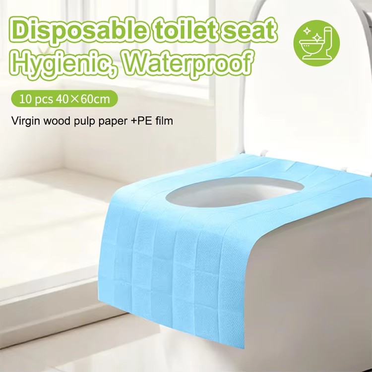 10pcs Disposable PE Toilet Seat Cover Set Eco-Friendly Wood pulp Toilet Bath Protective cover Travel Hygiene Kit for Hotel SY785