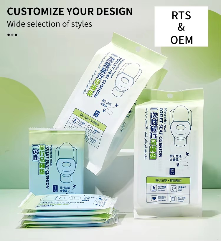 10pcs Disposable PE Toilet Seat Cover Set Eco-Friendly Wood pulp Toilet Bath Protective cover Travel Hygiene Kit for Hotel SY785