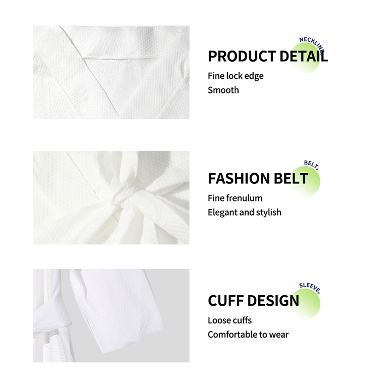 Private Label 100cm Biodegradable Disposable Bathrobe Pearl pattern Eco friendly Robe with Sleeves for beauty Hotel Spa SY782