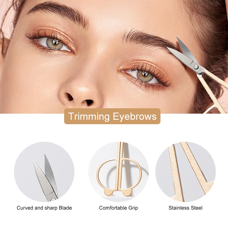 Cartoon Cute Multi-Functional Golden Makeup Scissors with Pointed Tips JJF14 Small Eyebrow Shaping Razor Beauty Eyebrow Tweezers Cartoon Cute Multi-Functional Golden Makeup Scissors with Pointed Tips JJF14 Small Eyebrow Shaping Razor Beauty Eyebrow Tweezers