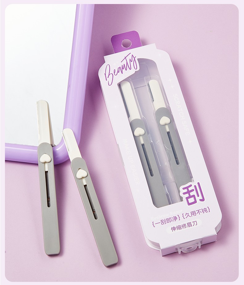 LMLTOP 2pcs Stainless Steel Portable Retractable Macro Protective Net Hair Remover Eyebrow Shaving Tool JJF02 Eyebrow Trimmer