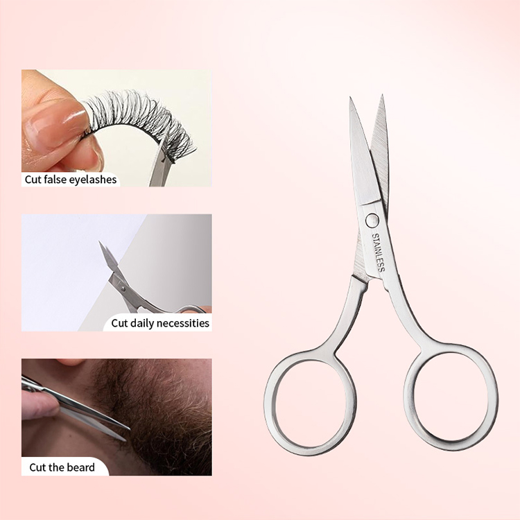 Custom Stainless Steel Slanted Eyelash Tweezers  JJF15 Private Label Lash Extension Tools Regular Tip Makeup Scissors for Eyebrow
