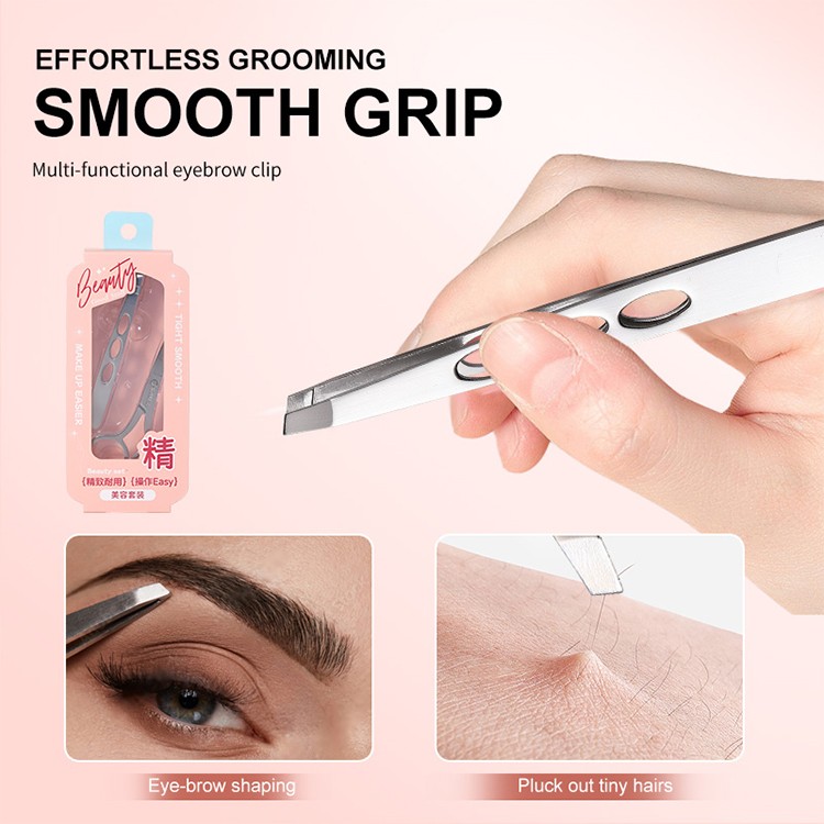 Custom Stainless Steel Slanted Eyelash Tweezers  JJF15 Private Label Lash Extension Tools Regular Tip Makeup Scissors for Eyebrow