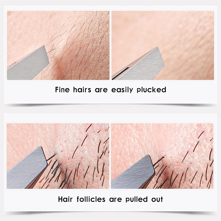Custom Stainless Steel Slanted Eyelash Tweezers  JJF15 Private Label Lash Extension Tools Regular Tip Makeup Scissors for Eyebrow