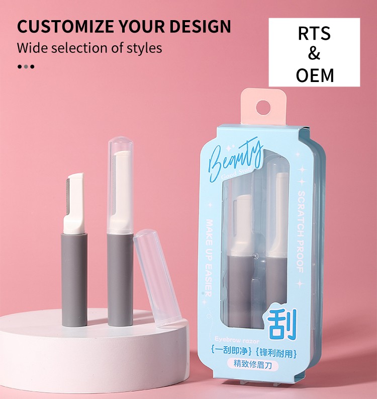 LMLTOP Eyebrow Razors JJF10 Women's Makeup Tools Stainless Steel Long short Blades Eyebrow Trimmer Shaving With Plastic Handle