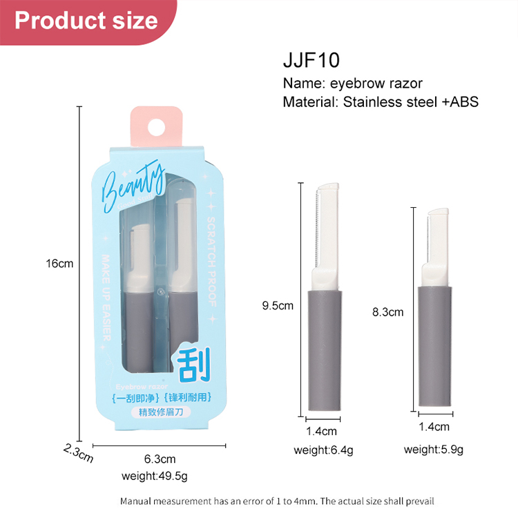 LMLTOP Eyebrow Razors JJF10 Women's Makeup Tools Stainless Steel Long short Blades Eyebrow Trimmer Shaving With Plastic Handle