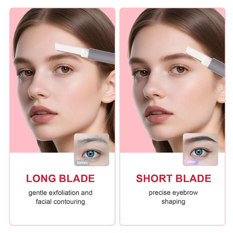 LMLTOP Eyebrow Razors JJF10 Women's Makeup Tools Stainless Steel Long short Blades Eyebrow Trimmer Shaving With Plastic Handle
