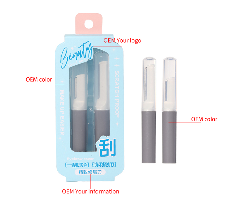 LMLTOP Eyebrow Razors JJF10 Women's Makeup Tools Stainless Steel Long short Blades Eyebrow Trimmer Shaving With Plastic Handle