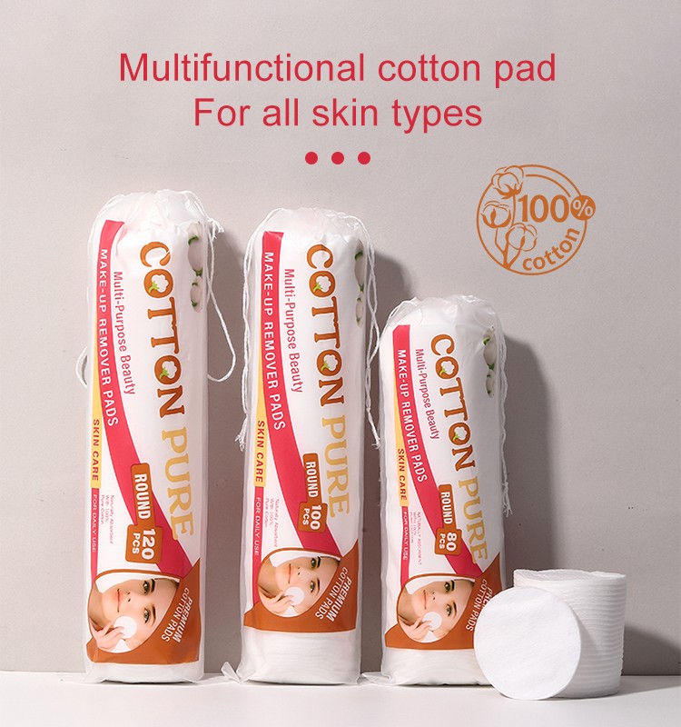 Disposable 100% Pure Non-Fluorescent Organic Cleaning Makeup Remover Pads Eco-Friendly 80pcs 3-Layer Super Soft High Cotton Pads SY485/SY486/SY487