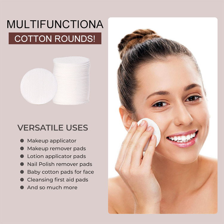 Disposable 100% Pure Non-Fluorescent Organic Cleaning Makeup Remover Pads Eco-Friendly 80pcs 3-Layer Super Soft High Cotton Pads SY485/SY486/SY487
