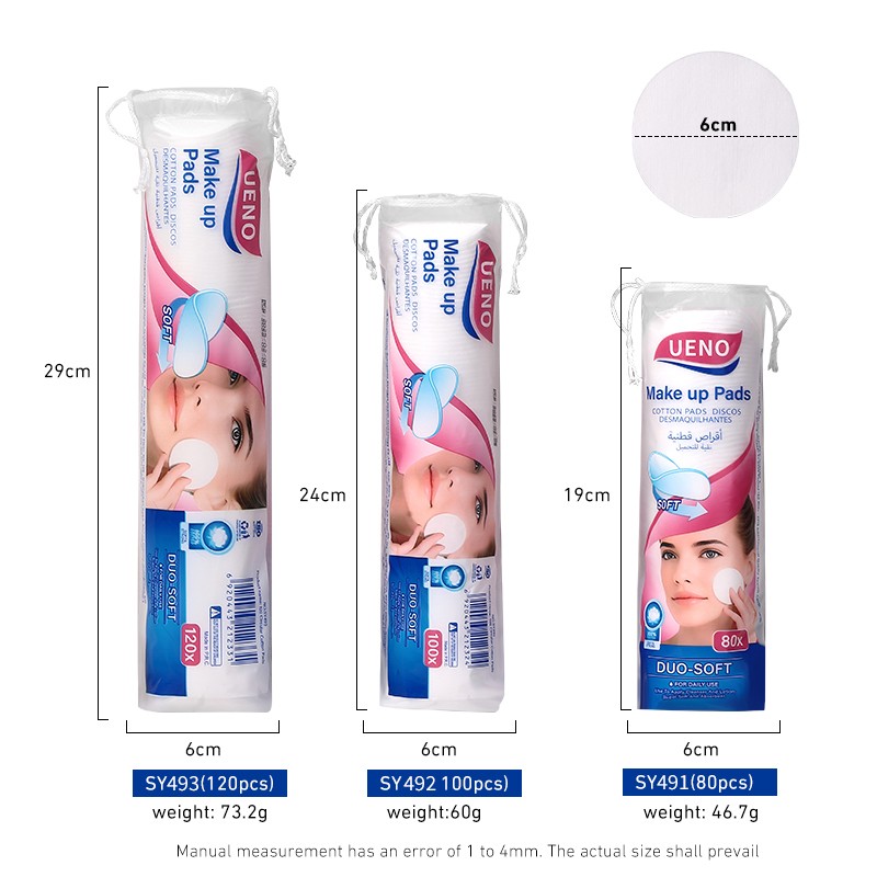 Oem/Odm Factory 100% Cotton Environmental Remove Makeup Round Nail Cleaning Pad Disposable Cosmetic Cotton Pads for Face SY491/SY492/SY493