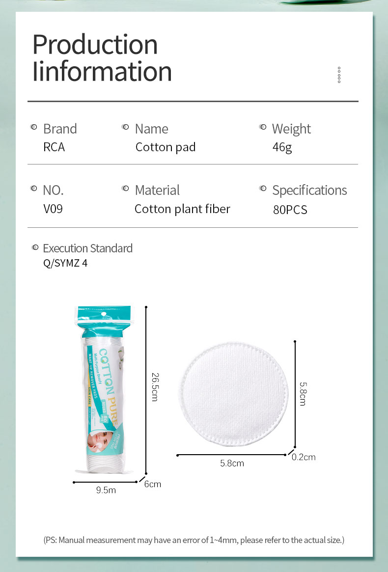 RCA 80PCS Thick Round Cotton Double-Sided Makeup Remover Cotton High Absorbent Water Face Nail Lip Sandwich Cotton Pads V09 RCA 80PCS Thick Round Cotton Double-Sided Makeup Remover Cotton High Absorbent Water Face Nail Lip Sandwich Cotton Pads V09