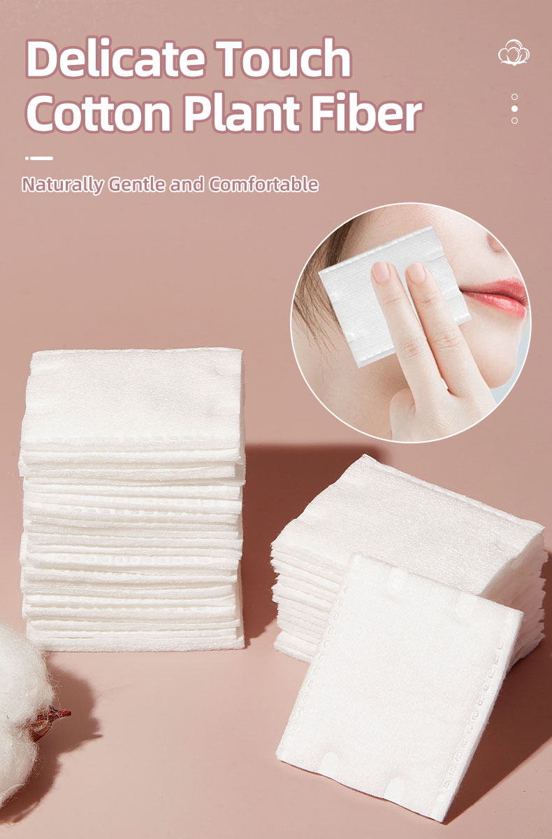 Manufacturer Extra Thick Makeup Remover Pads biodegradable non woven saving water Organic square face cleansing cotton pads V07 V08