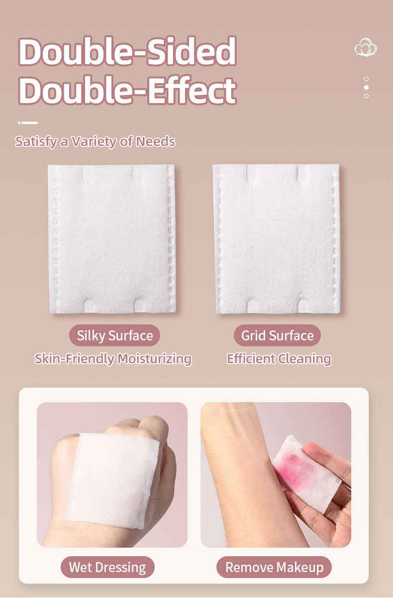 Manufacturer Extra Thick Makeup Remover Pads biodegradable non woven saving water Organic square face cleansing cotton pads V07 V08