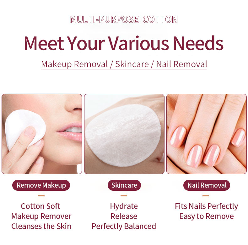 Disposable Cotton Rounds Pads Soft Lint Free Sandwich Pure Cotton Pads for Sensitive Skin Cleansing care