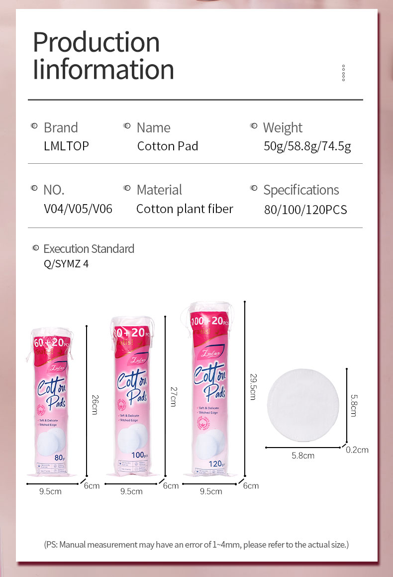 Disposable Cotton Rounds Pads Soft Lint Free Sandwich Pure Cotton Pads for Sensitive Skin Cleansing care