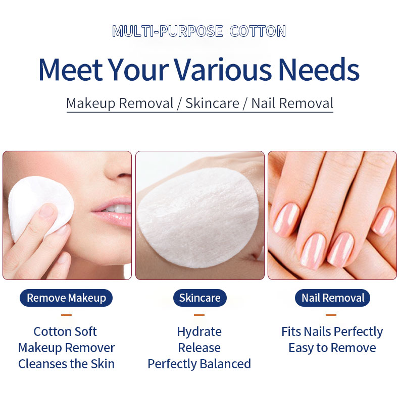 Factory Wholesale Makeup Cotton Pads Natural Makeup Soft Absorbent Rounds Cotton Pads for Face Cosmetic Makeup Remover Cleaner V01 V02 V03