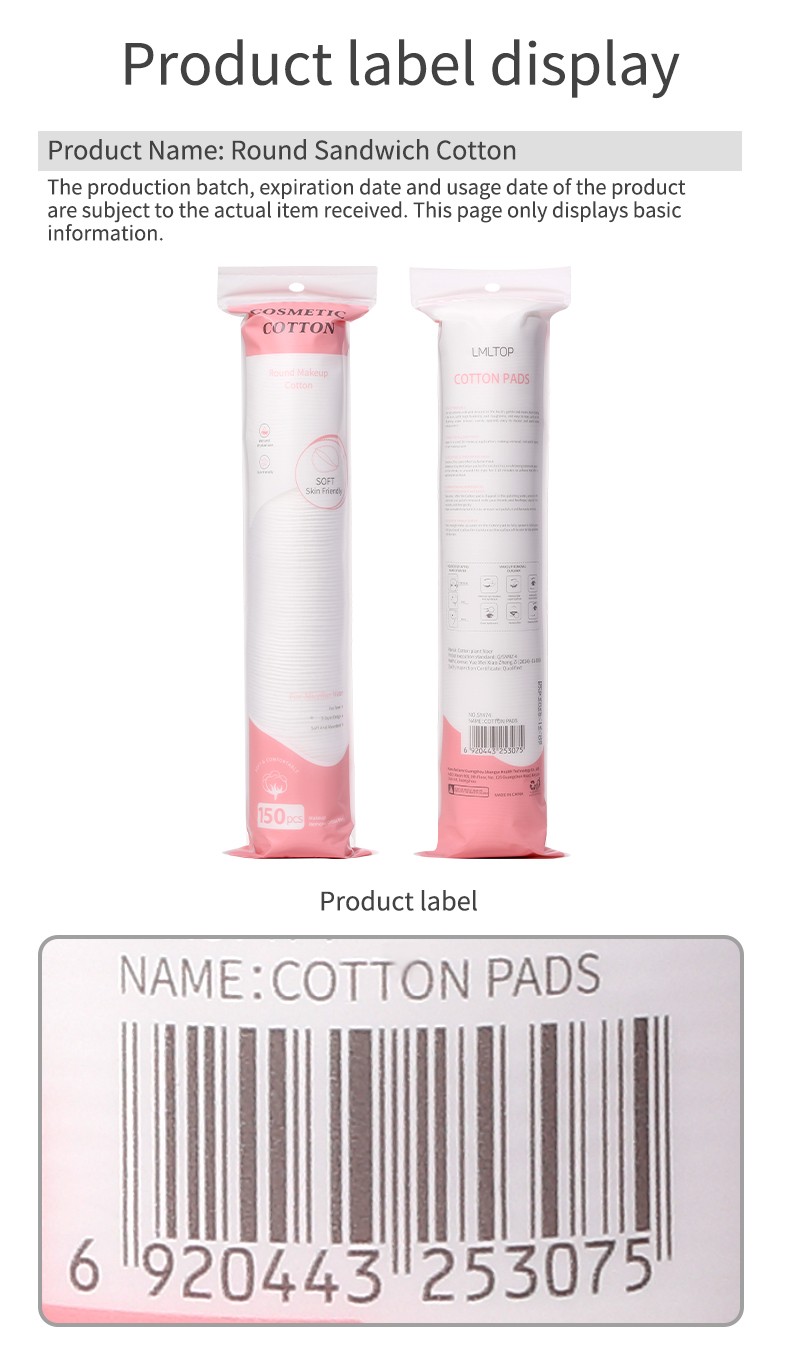 80/150 Pcs Disposable Sandwich Cotton 3 Layer Nail Art Beauty Facial Cleansing Paper Cotton Pads Soft Makeup Remover Pads SY443 SY473 SY474