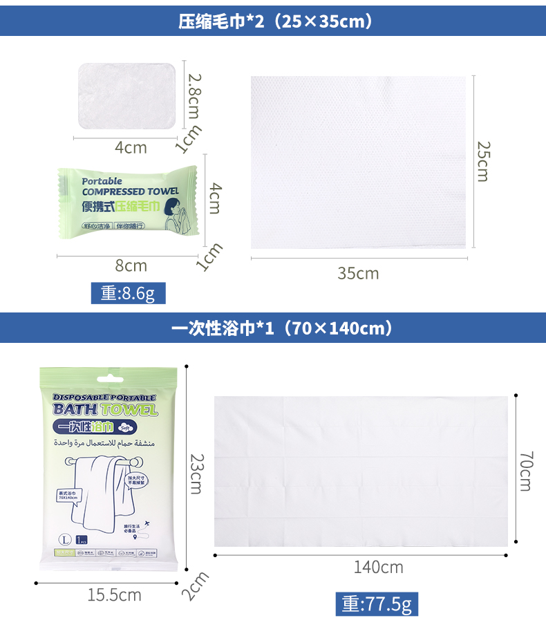 5in1 Disposable Travel Essential Kit No fluorescent agent Compressed Face Towel Bath Towel Women Underwear for Hotel Salon Use SY795