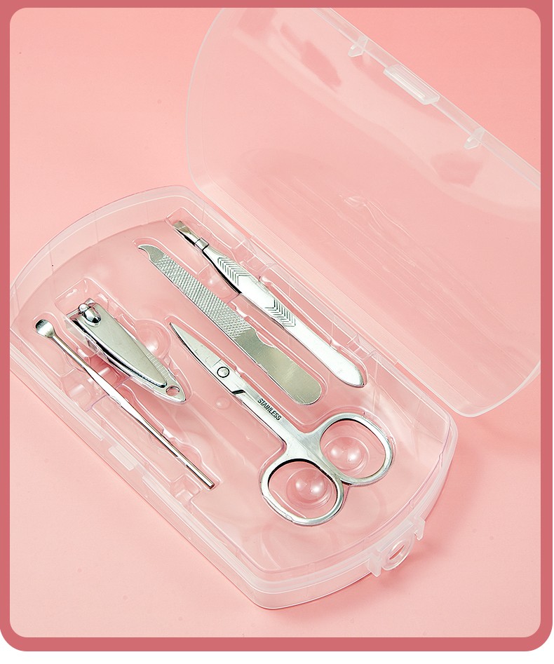 LMLTOP Multi-Functional Beauty Stainless Steel Nail Clippers Kit JJF23 5pcs Manicure Tools Set with Ear Picks