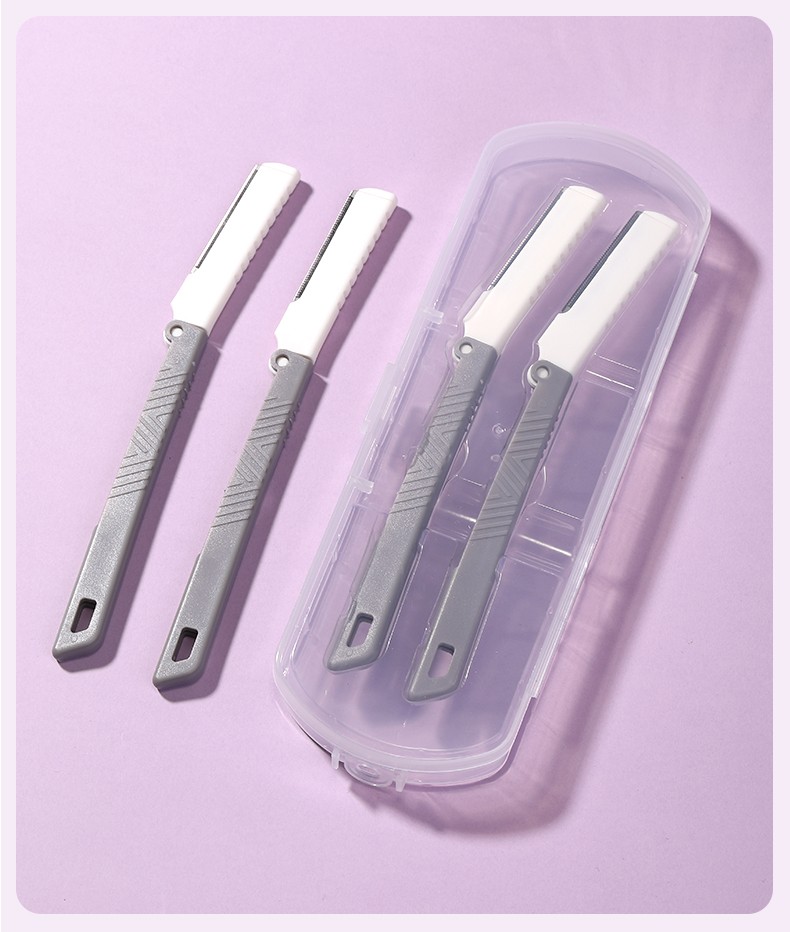 LMLTOP Folding Beauty Brow Razor Kit JJF42 2pcs Stainless Steel Eyebrow Trimmer Set Protective Net Accessories Tools for Makeup