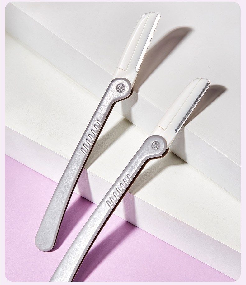 Factory Price Stainless Steel Slanted Tip Beauty Care Facial Eyebrow Razor for Shaving and Hair Removal Trimmer Grooming Tools JJF06