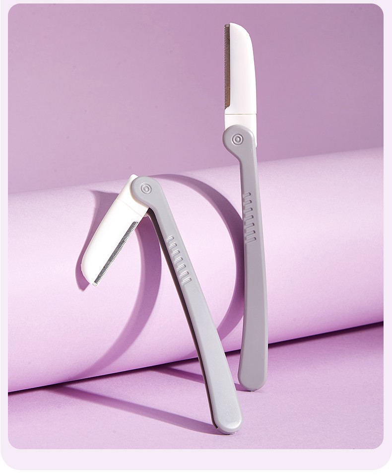 Factory Price Stainless Steel Slanted Tip Beauty Care Facial Eyebrow Razor for Shaving and Hair Removal Trimmer Grooming Tools JJF06