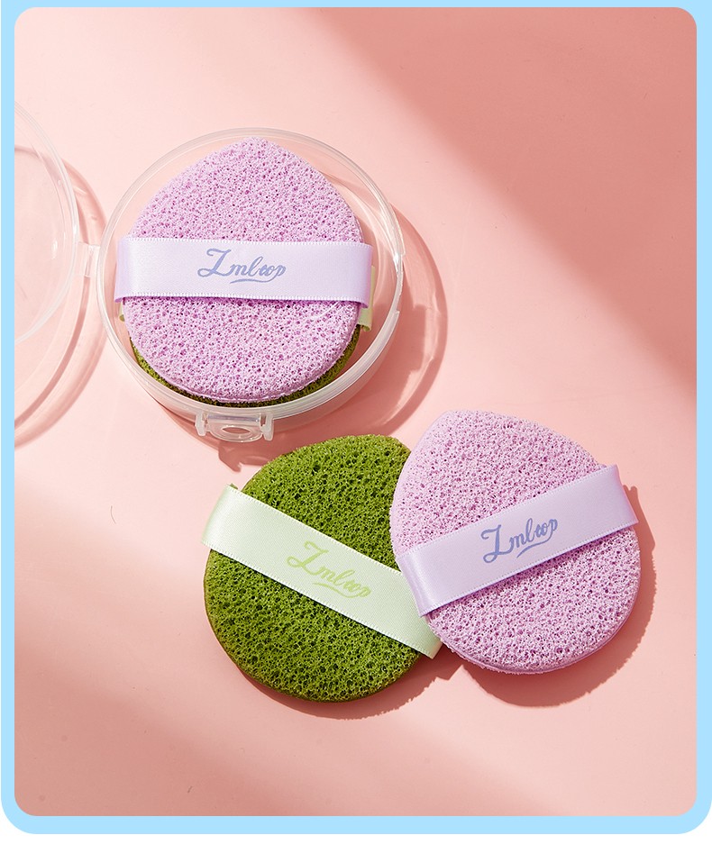 LMLTOP Reusable 2pcs Compressed Facial Cleansing Sponge JJF37 Set Strong water absorption Cosmetic Powder Puffs for Makeup Removal