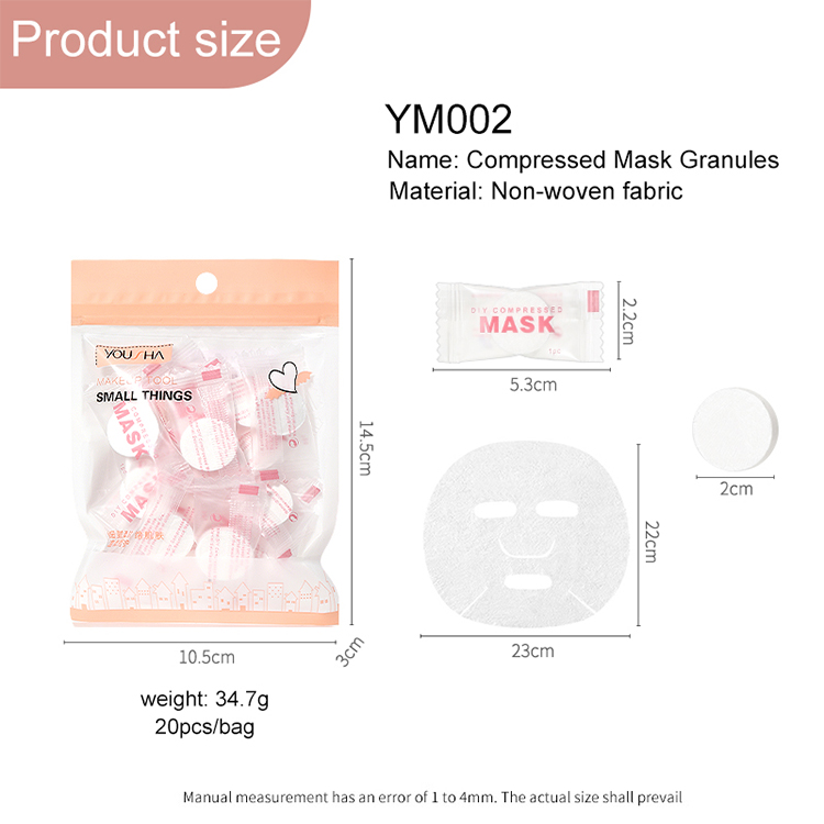 Yousha Compressed Facial Mask Sheet 20Pcs Skin Care Portable Non Woven Diy Face Mask Paper Coin Tissue For Travel Ym002