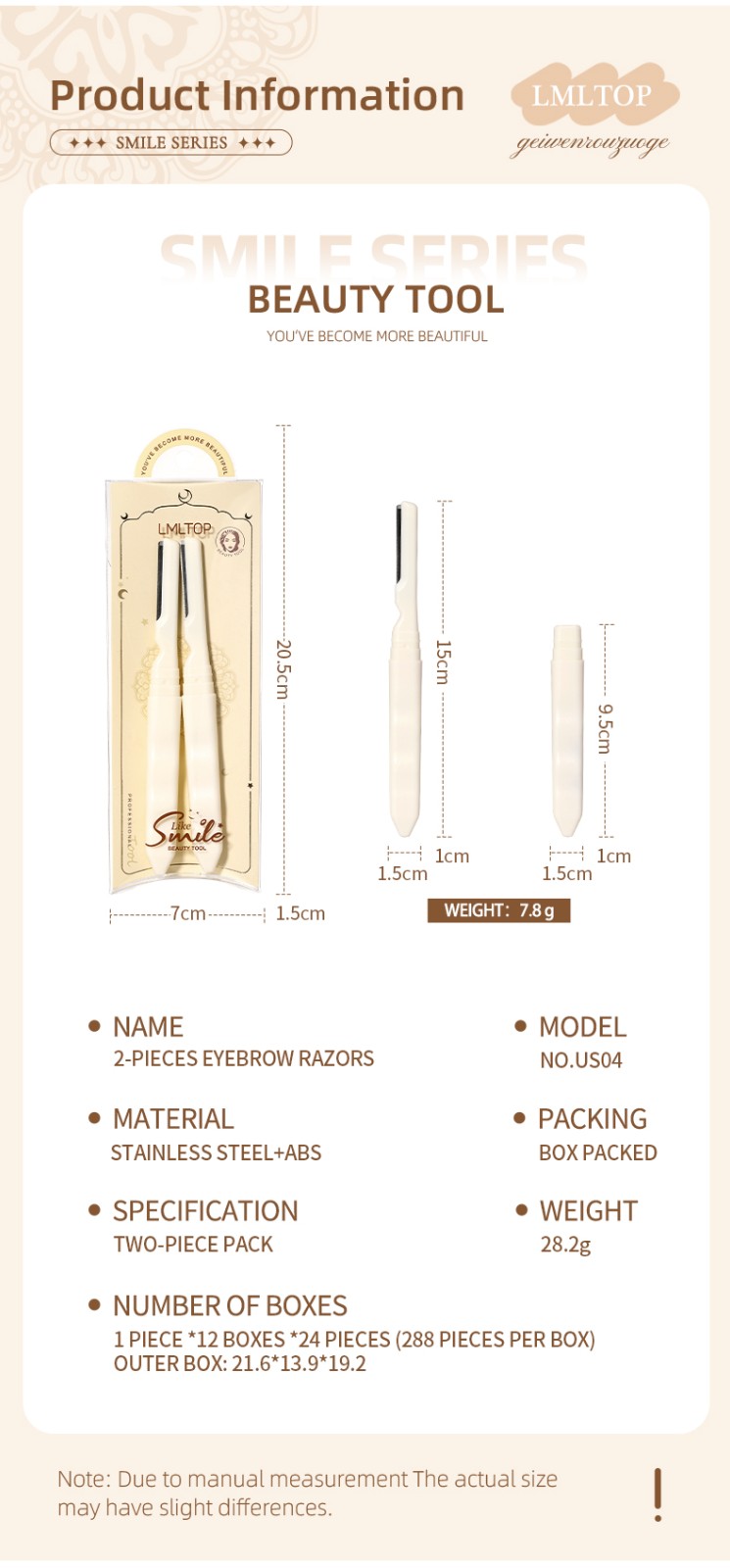 2-in-1 Detachable Eyebrow Razors changeable Heads for Precision Shaping Professional Trimmer Dermaplaning Styling Tools US04