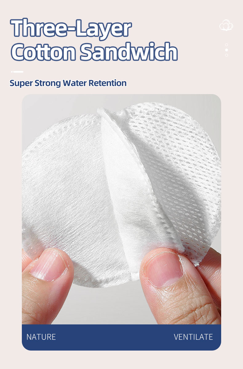 UENO 80/100pcs Pack Natural 3-Layer Round Cotton Pads Disposable Face Cotton Pad for Face Skin Care