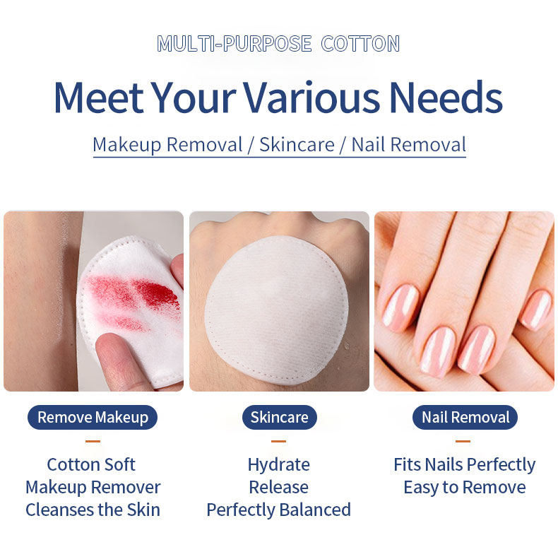 UENO 80/100pcs Pack Natural 3-Layer Round Cotton Pads Disposable Face Cotton Pad for Face Skin Care