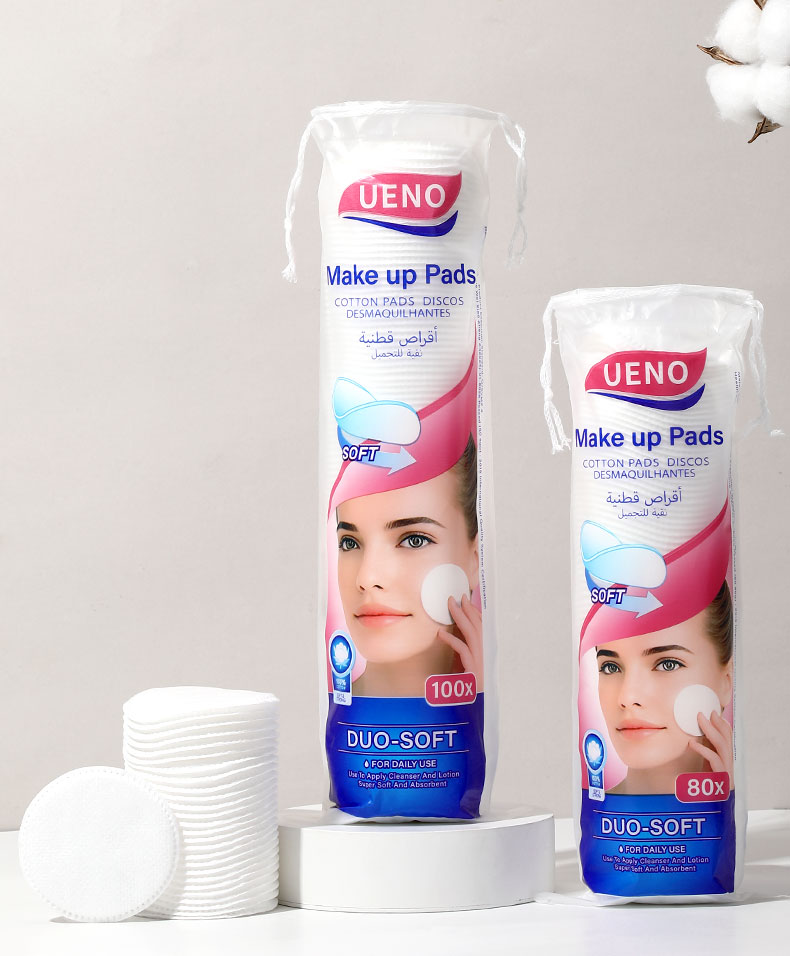 UENO 80/100pcs Pack Natural 3-Layer Round Cotton Pads Disposable Face Cotton Pad for Face Skin Care